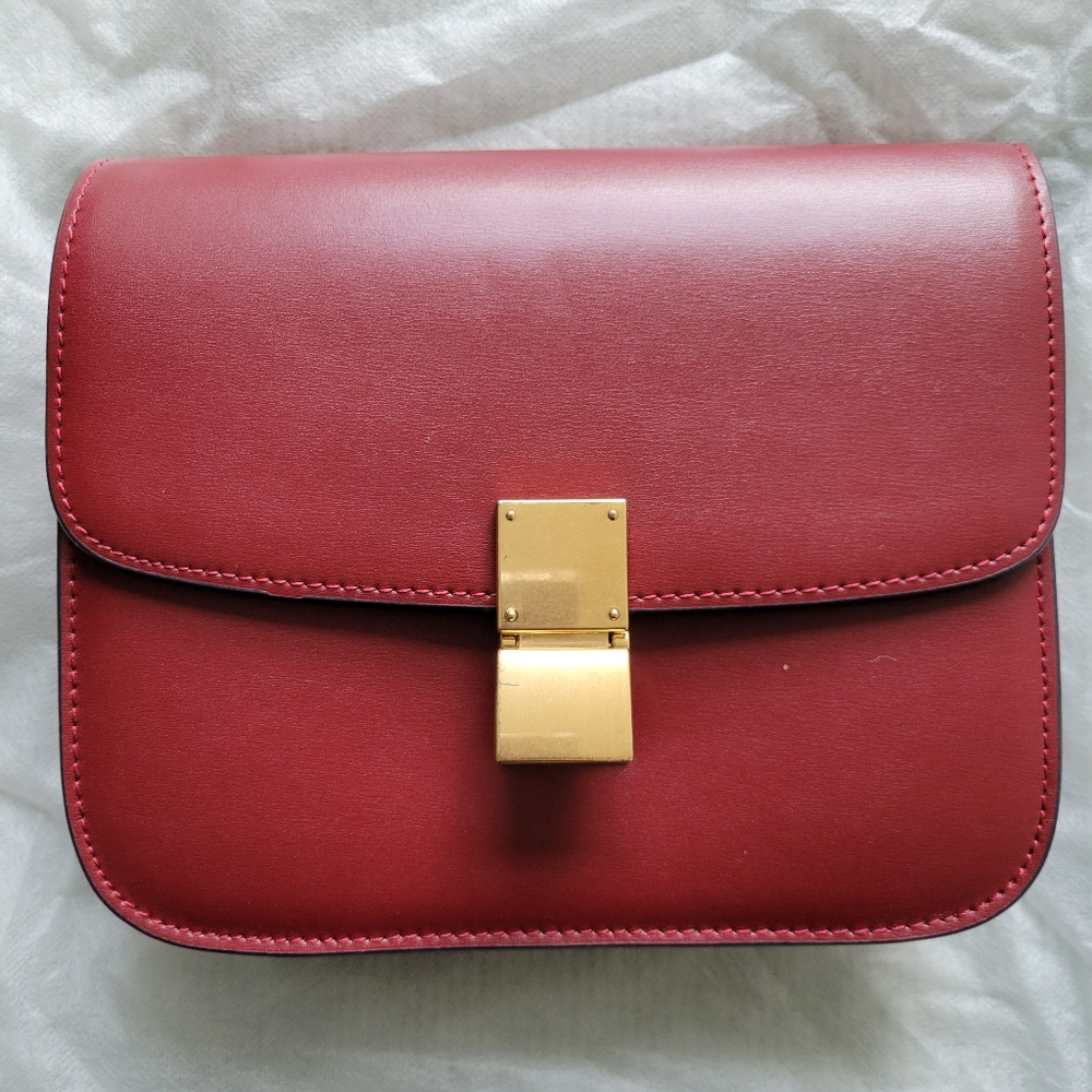 Classic Box Bag in Red Genuine Leather